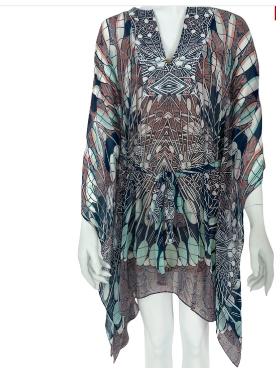 BCBGMaxAzria Dresses & Skirts - BCBG Max Azria Multicolor Kaftan Mini Dress with Slip Xs S